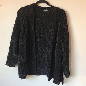 Black chenille chunky knit cardigan